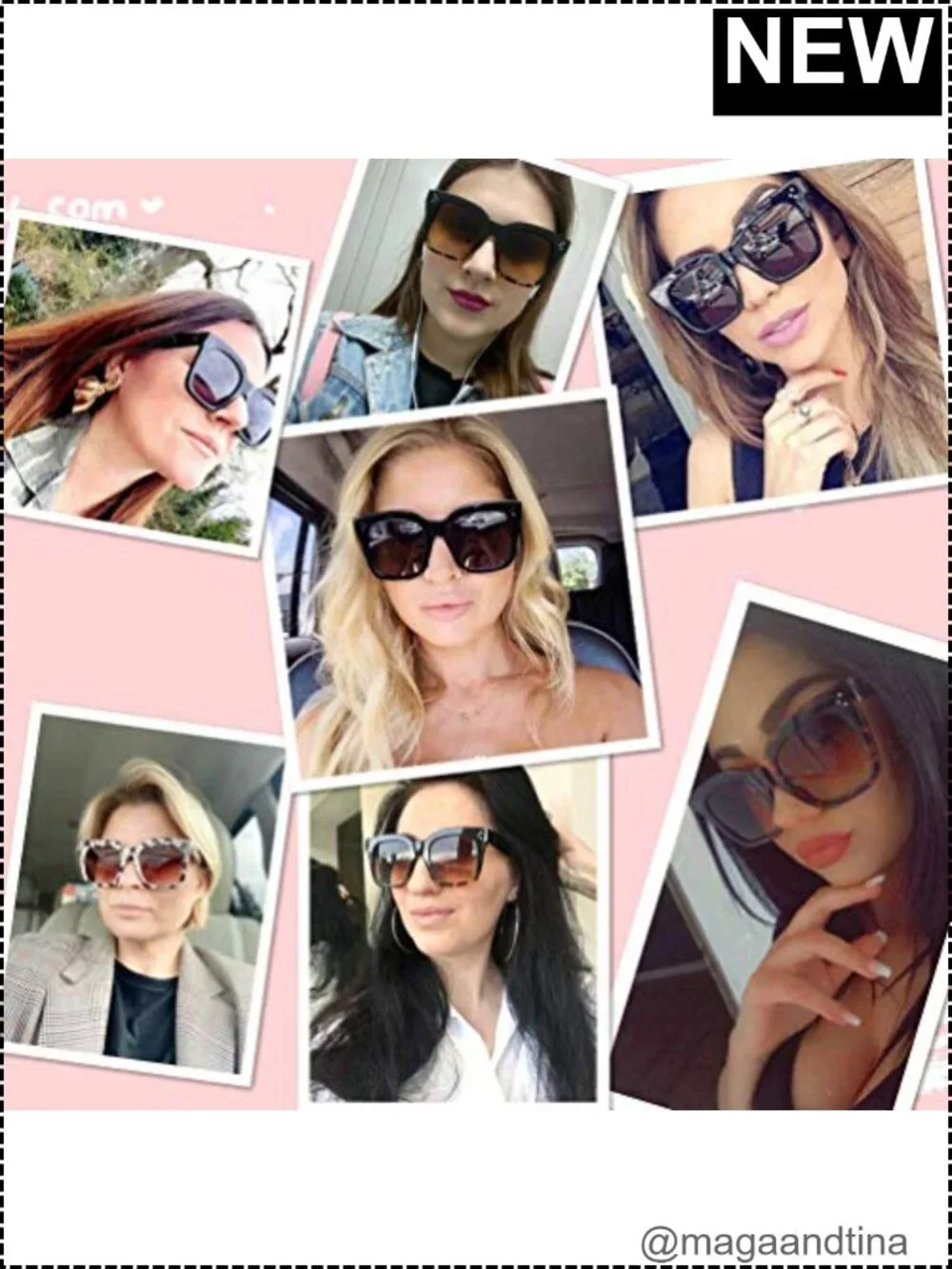 Oversized Square Sunglasses UV400 Protection Retro Design